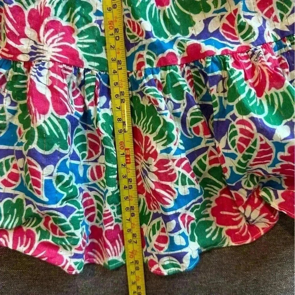 RIXO London Roxy Long Sleeve Mini Dress Hibiscus Floral Cotton swing Medium - Picture 10 of 11